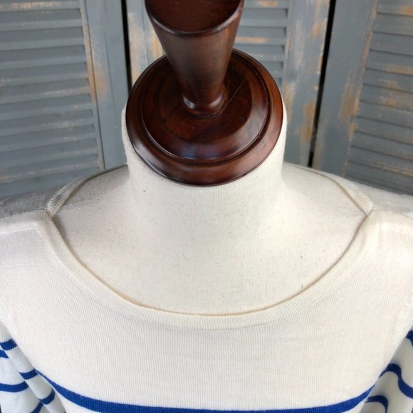 J. McLaughlin Striped Button Cuff Italian Merino Wool Sweater Sz M - Picture 4 of 11